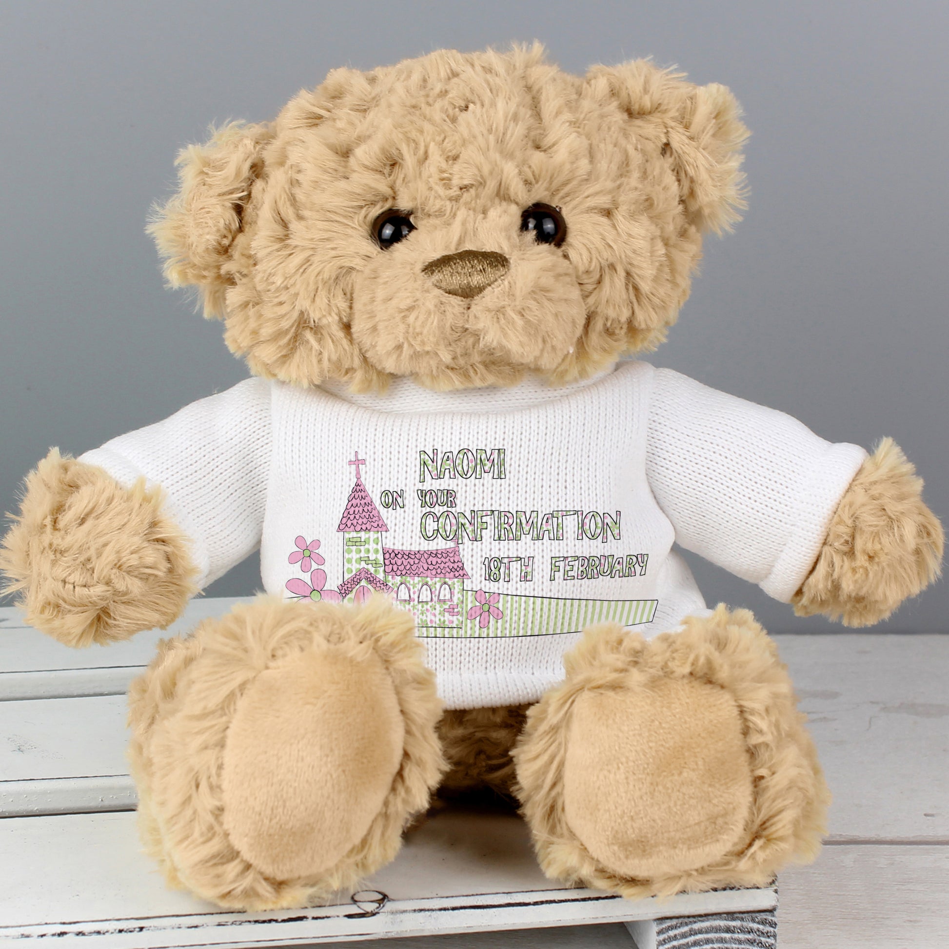 Personalised Pink Church Teddy Bear from Heartfelt Gifts