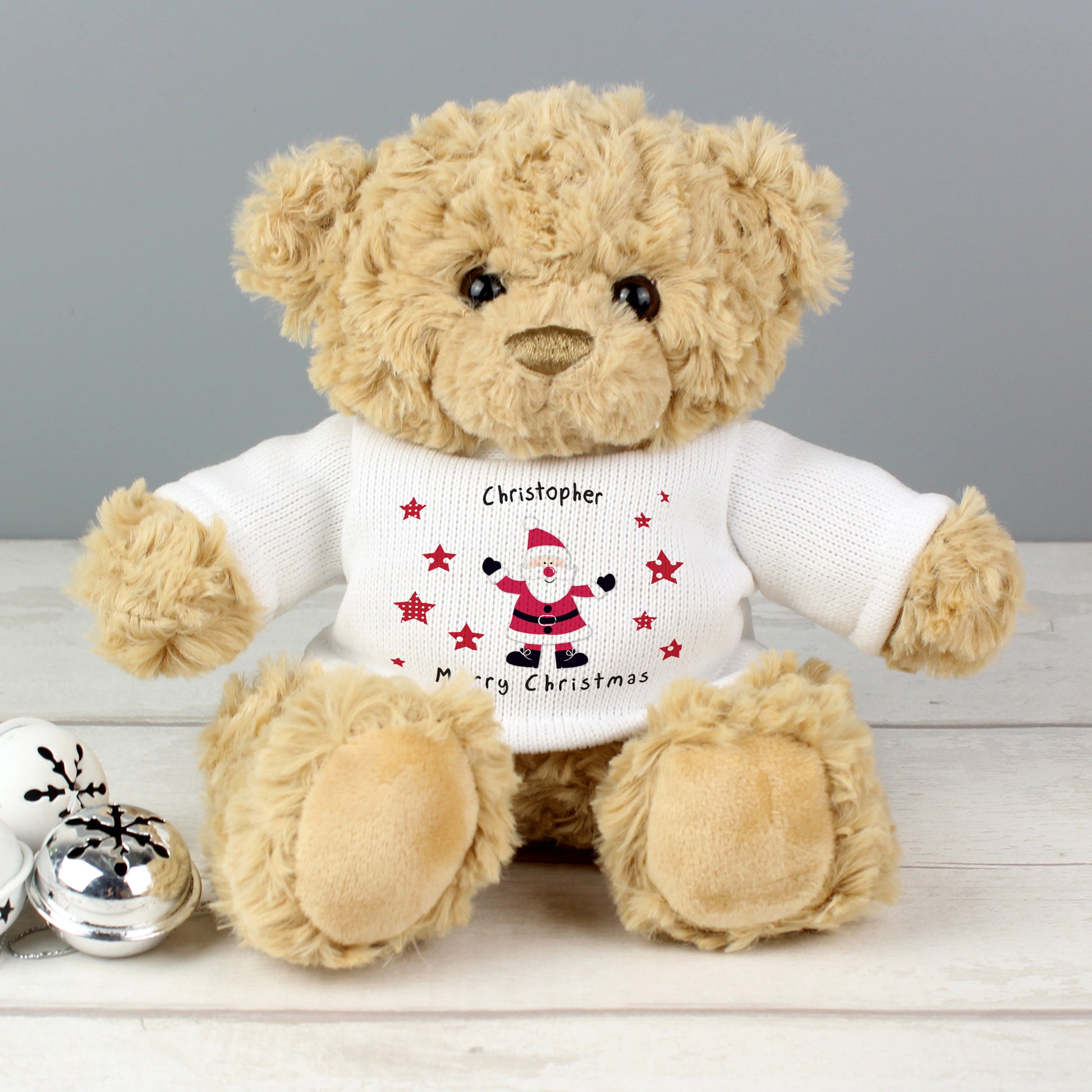 Personalised Spotty Santa Teddy Bear from Heartfelt Gifts