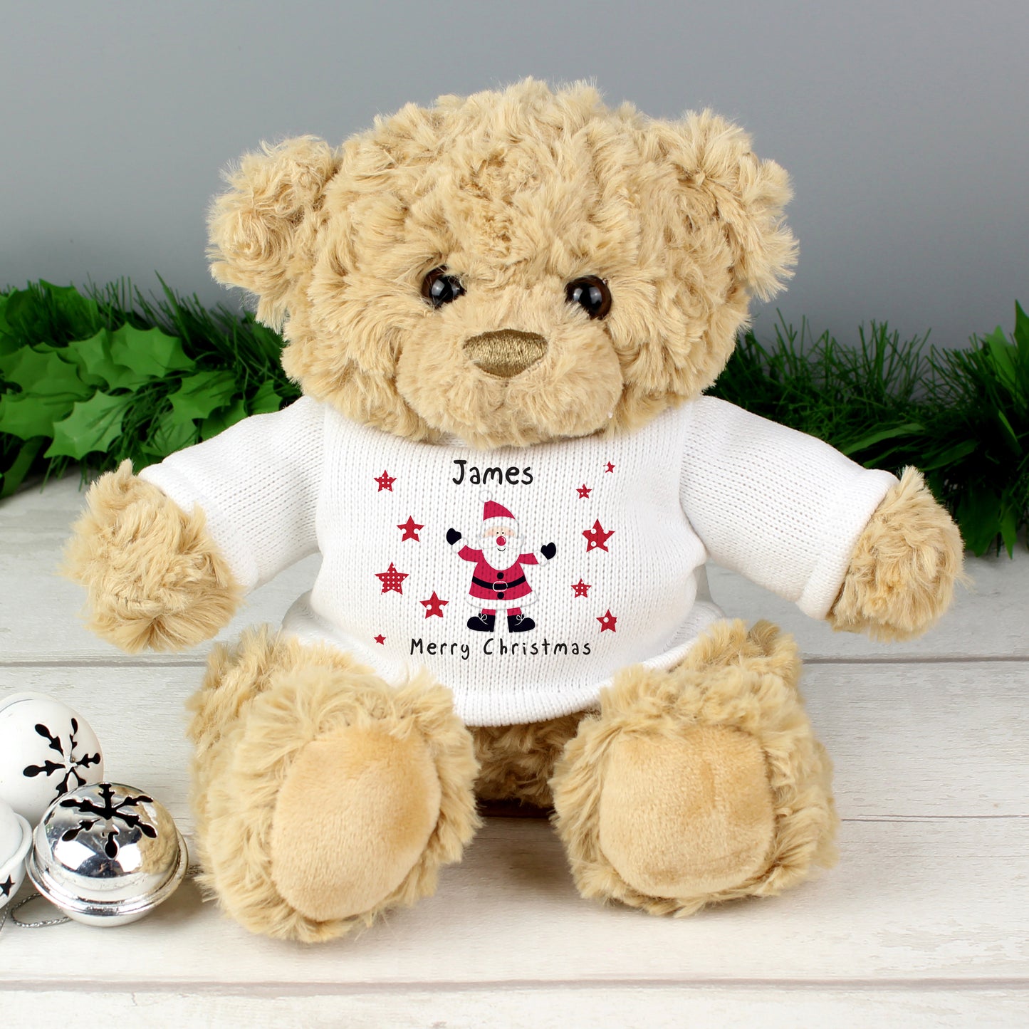 Personalised Spotty Santa Teddy Bear - image 3