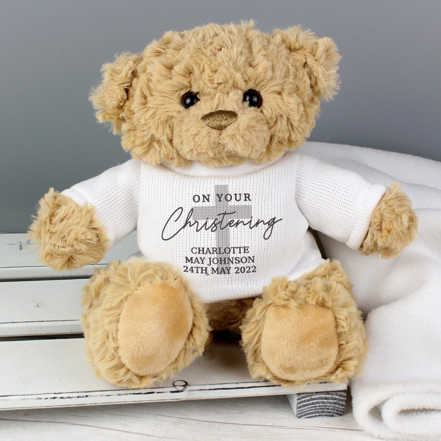 Personalised On Your Christening Teddy Bear - image 2