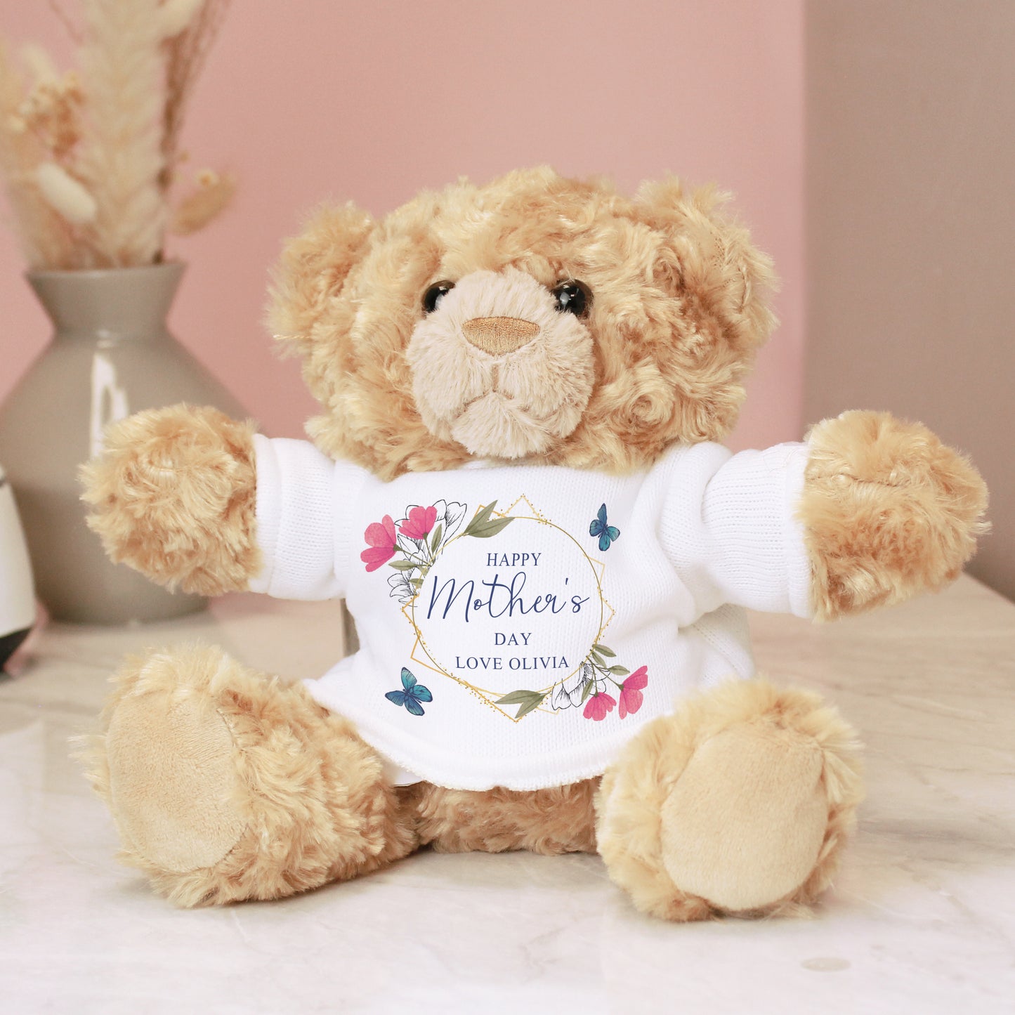 Personalised Geometric Floral Teddy Bear from Heartfelt Gifts