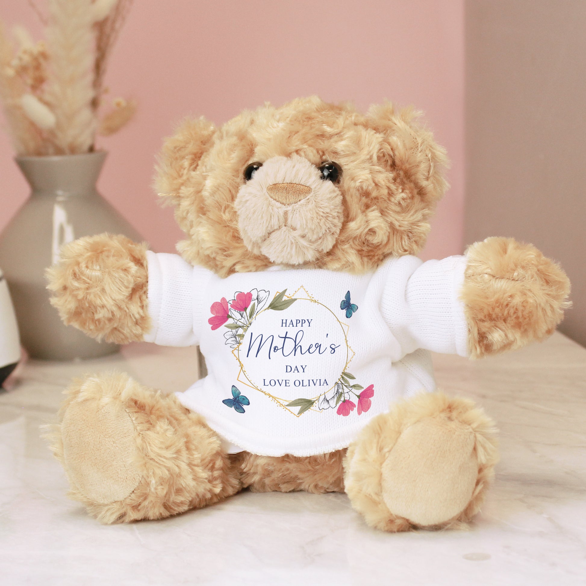Personalised Geometric Floral Teddy Bear from Heartfelt Gifts