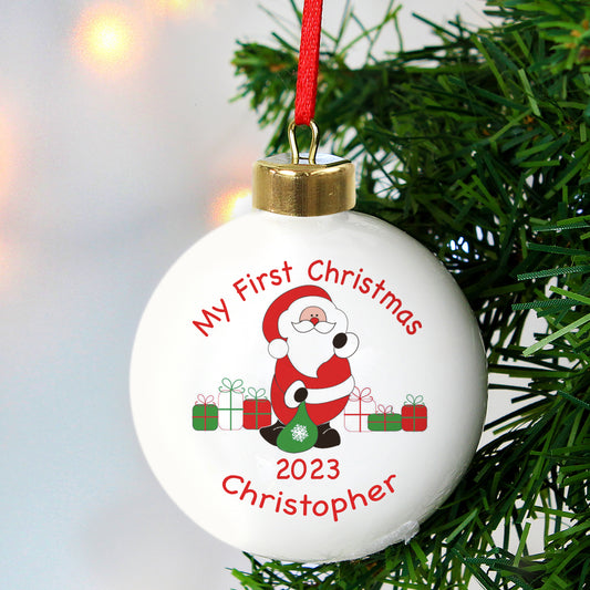 Personalised Santa with Presents Bauble - image 3