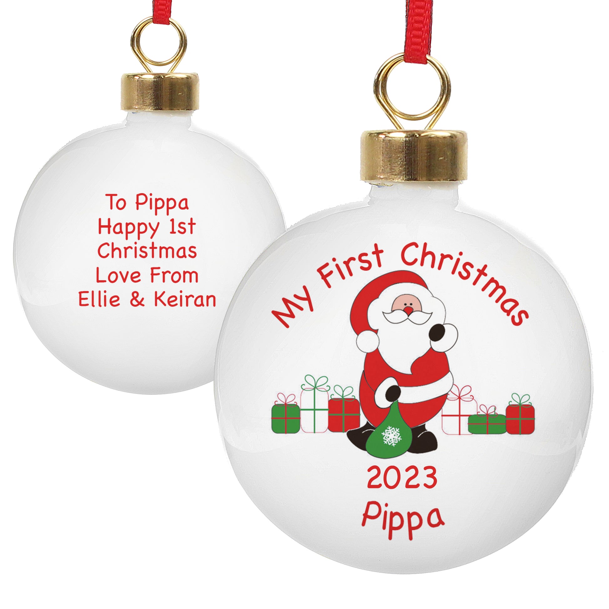 Personalised Santa with Presents Bauble - image 4