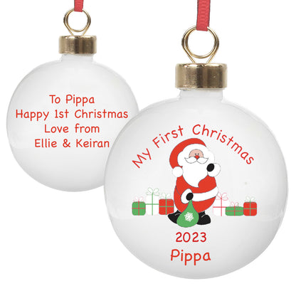 Personalised Santa with Presents Bauble - image 5