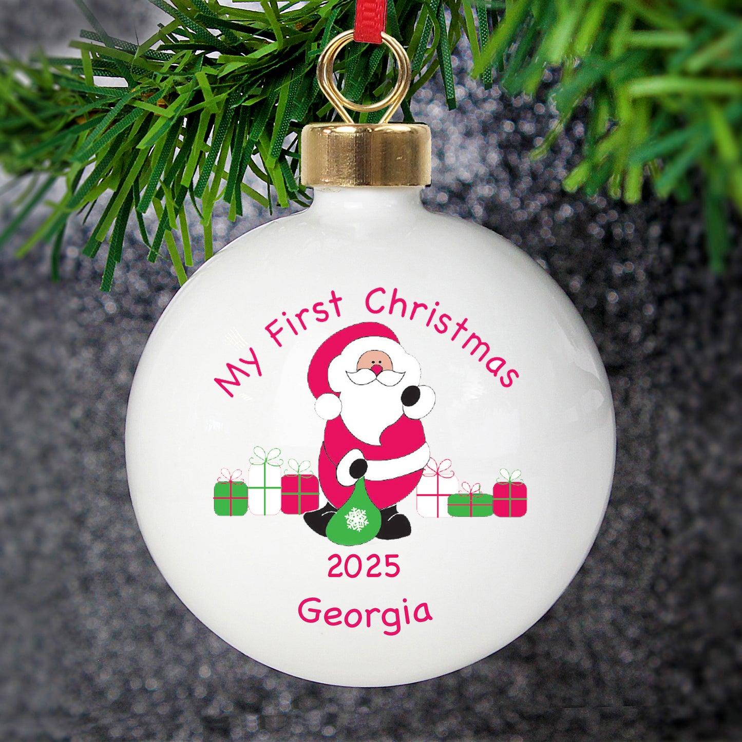 Personalised Santa with Presents Bauble - image 6