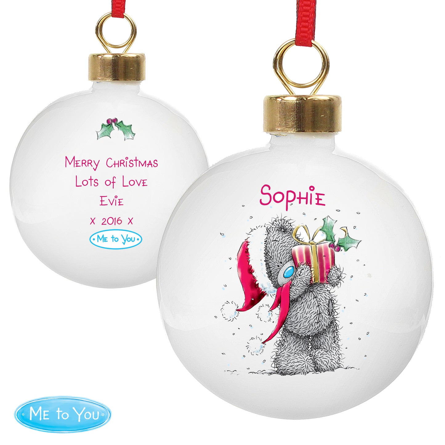 Personalised Me To You Christmas Present Bauble - image 3