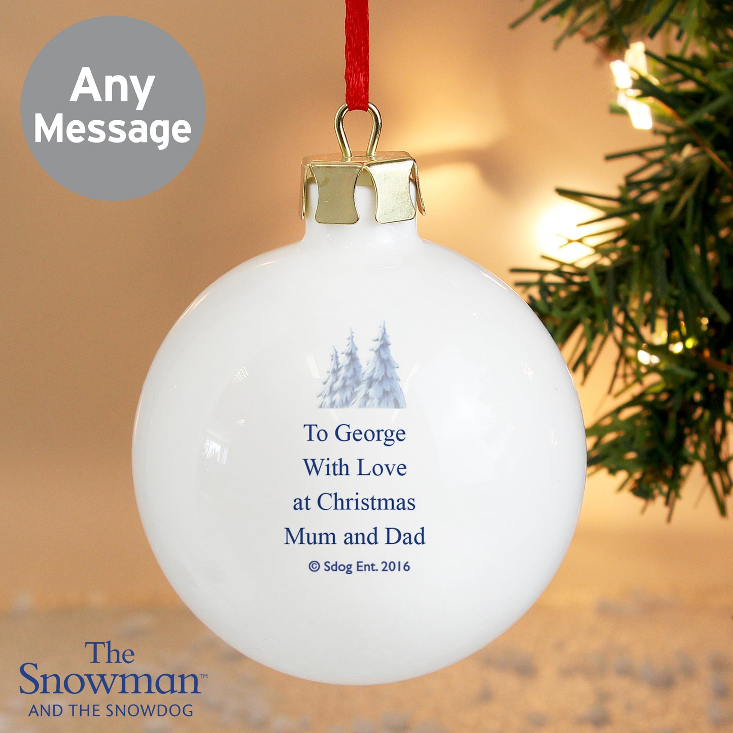 Personalised The Snowman and the Snowdog Bauble - image 5