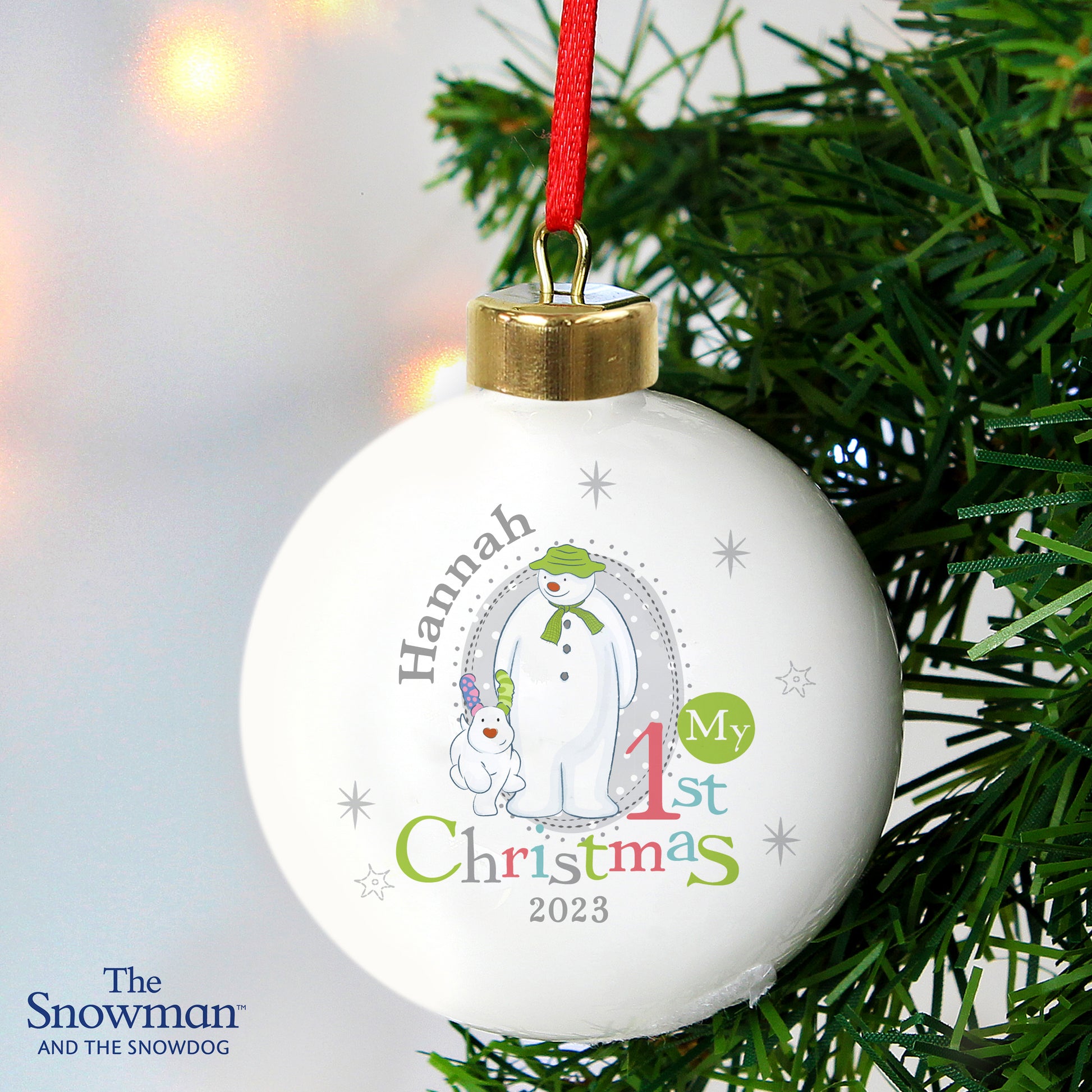 Personalised The Snowman and the Snowdog My 1st Christmas Bauble - image 3