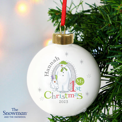 Personalised The Snowman and the Snowdog My 1st Christmas Bauble - image 3