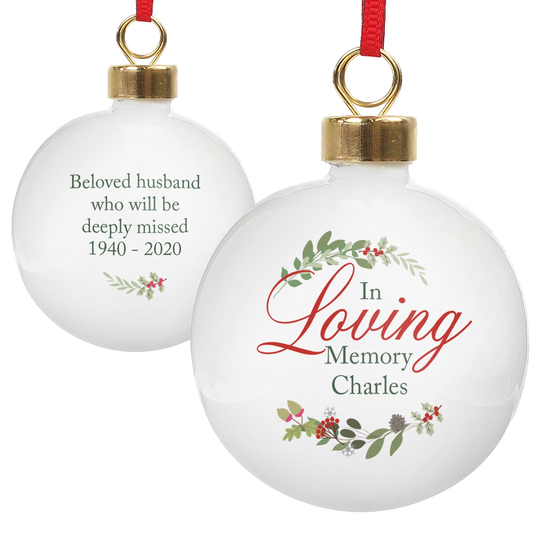 Personalised In Loving Memory Wreath Bauble - image 2