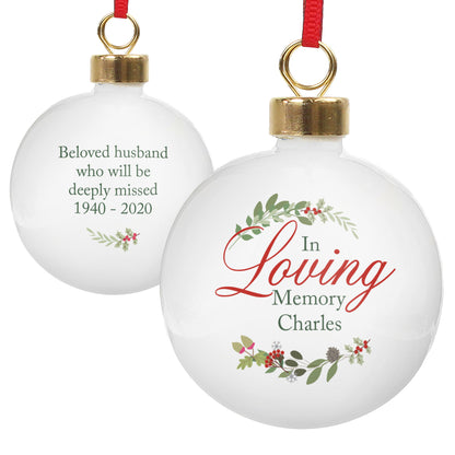 Personalised In Loving Memory Wreath Bauble - image 2