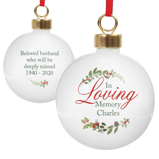 Personalised In Loving Memory Wreath Bauble - image 2