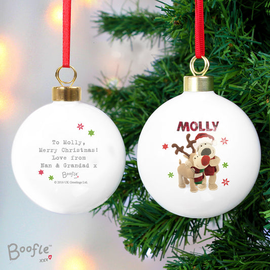 Personalised Boofle Christmas Reindeer Bauble from Heartfelt Gifts