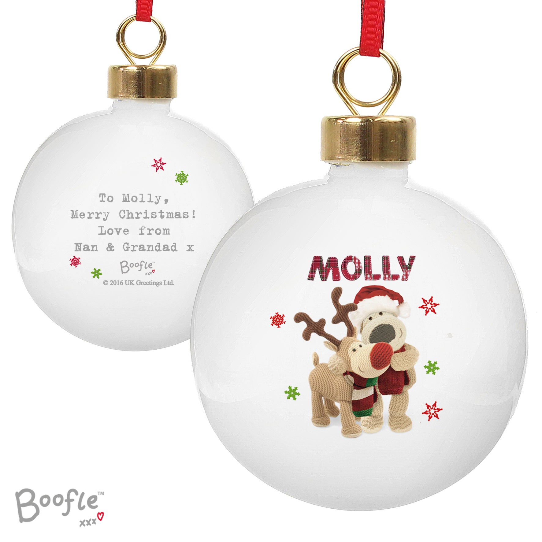 Personalised Boofle Christmas Reindeer Bauble - image 2