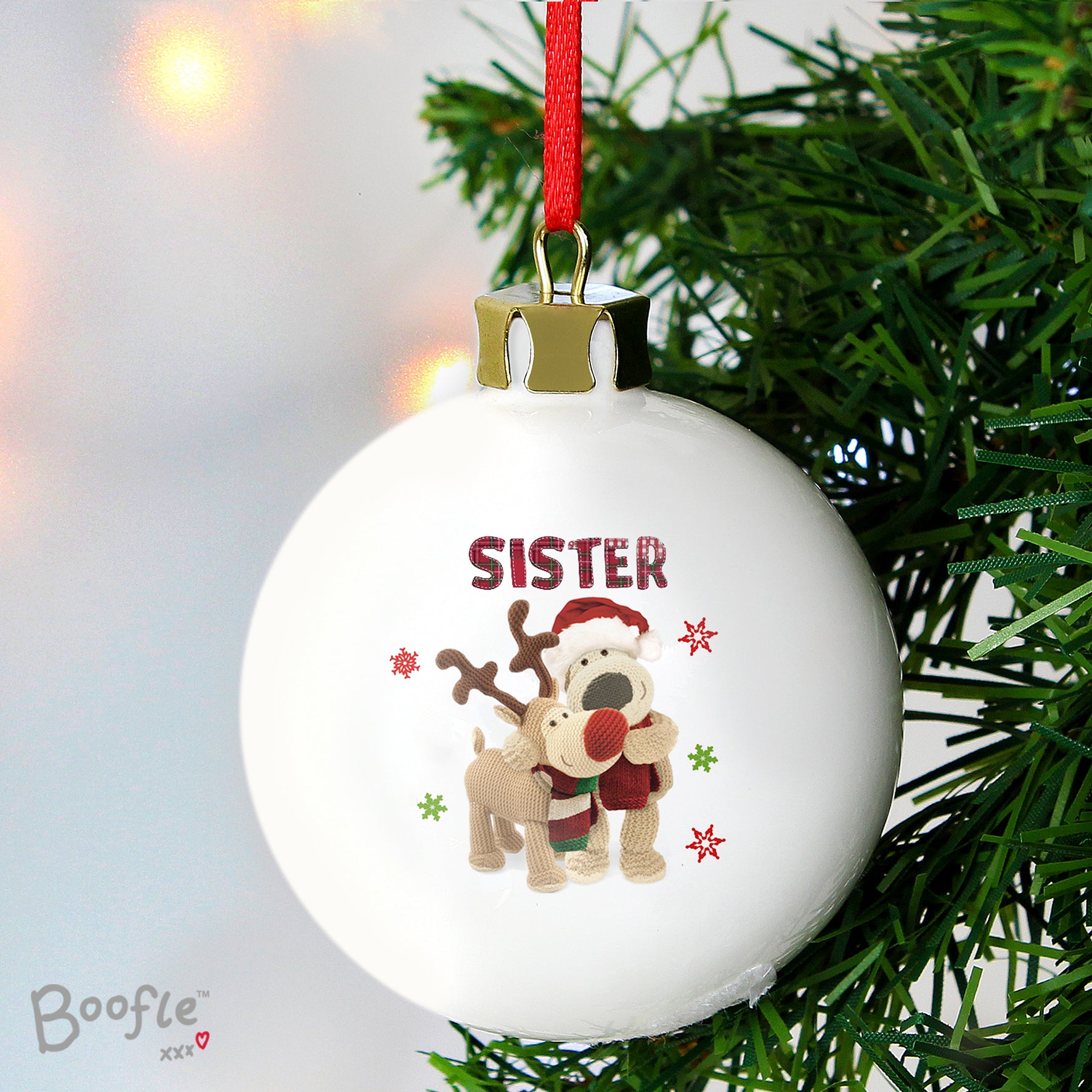 Personalised Boofle Christmas Reindeer Bauble - image 3