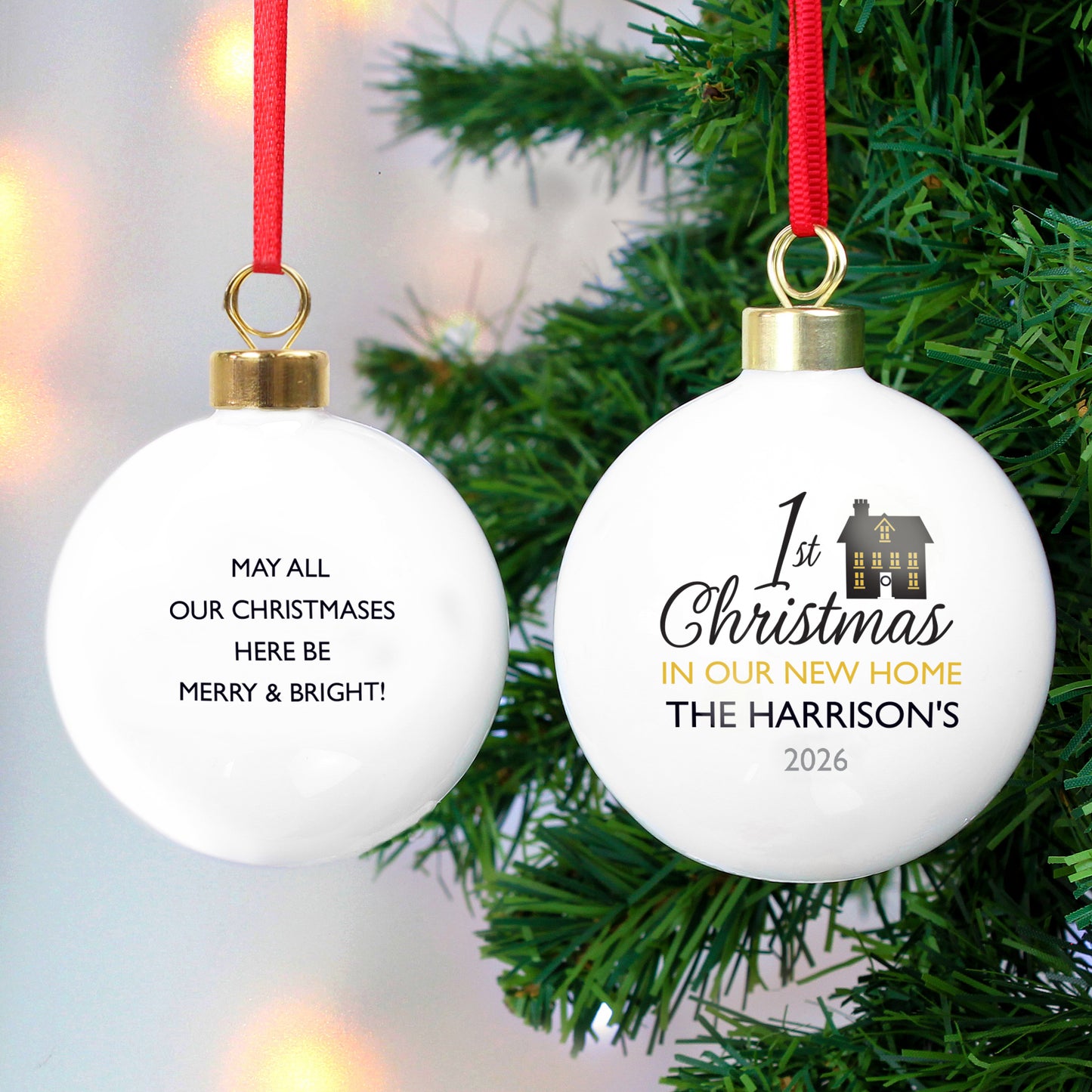 Personalised 1st Christmas in Our New Home Bauble from Heartfelt Gifts