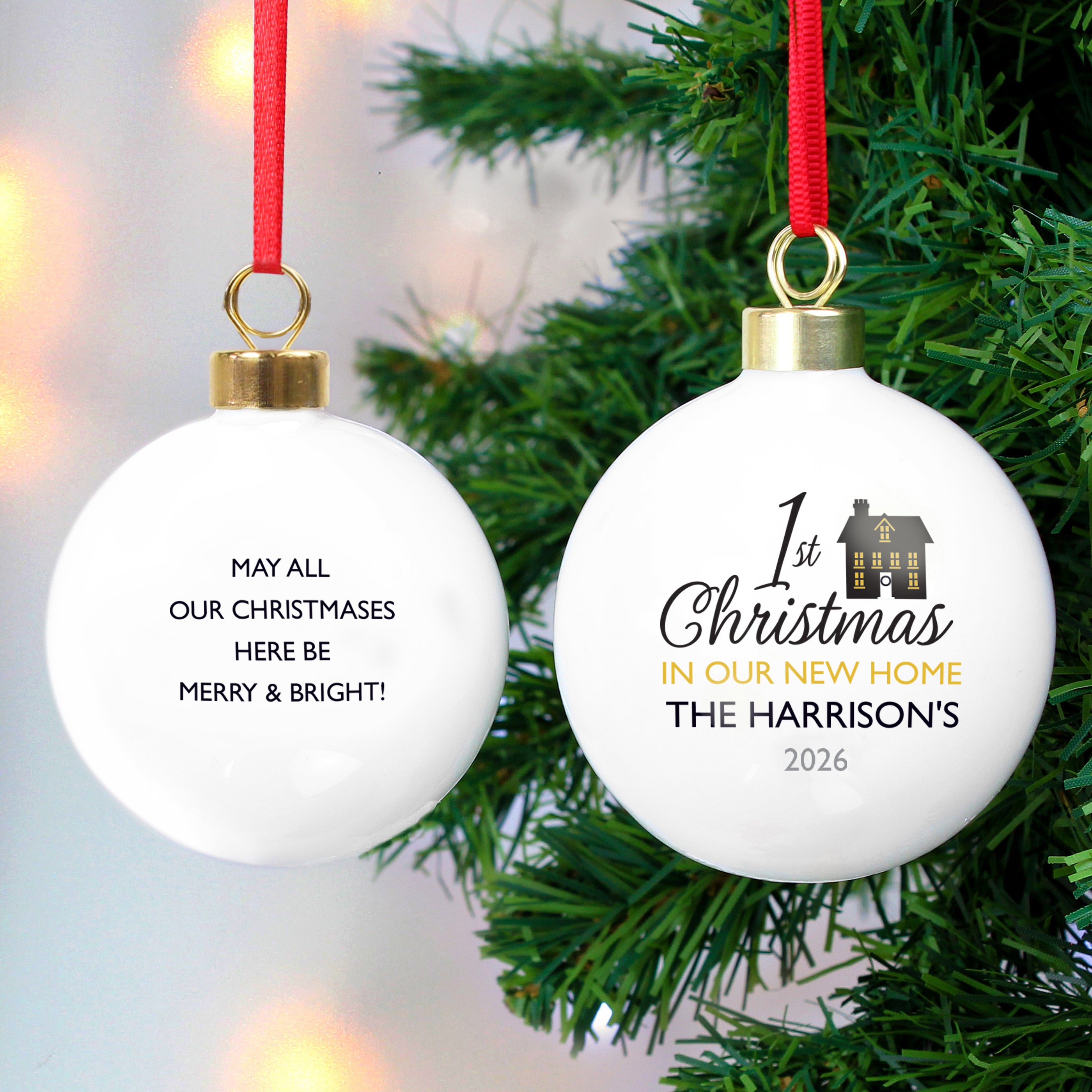 Personalised 1st Christmas in Our New Home Bauble from Heartfelt Gifts