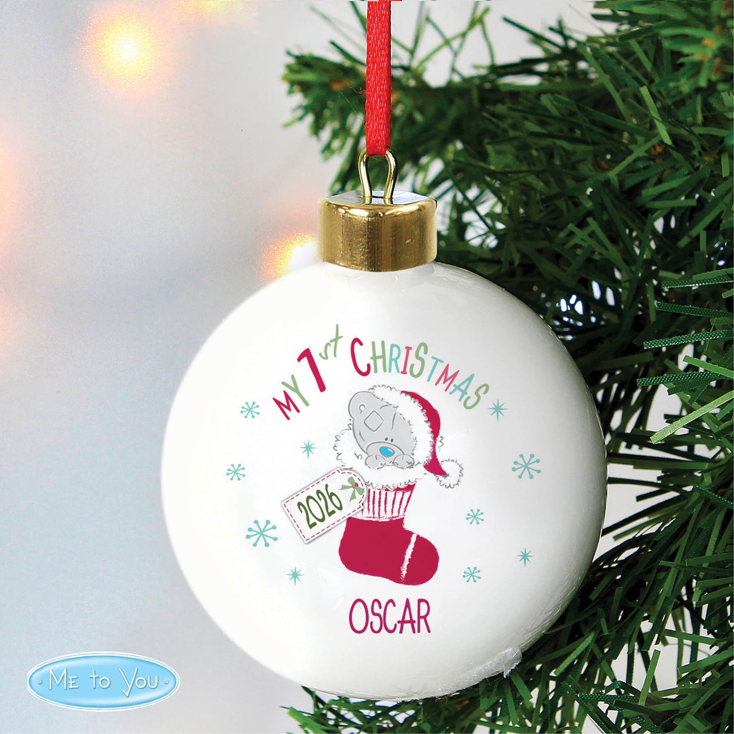 Personalised Tiny Tatty Teddy My 1st Christmas Stocking Bauble from Heartfelt Gifts