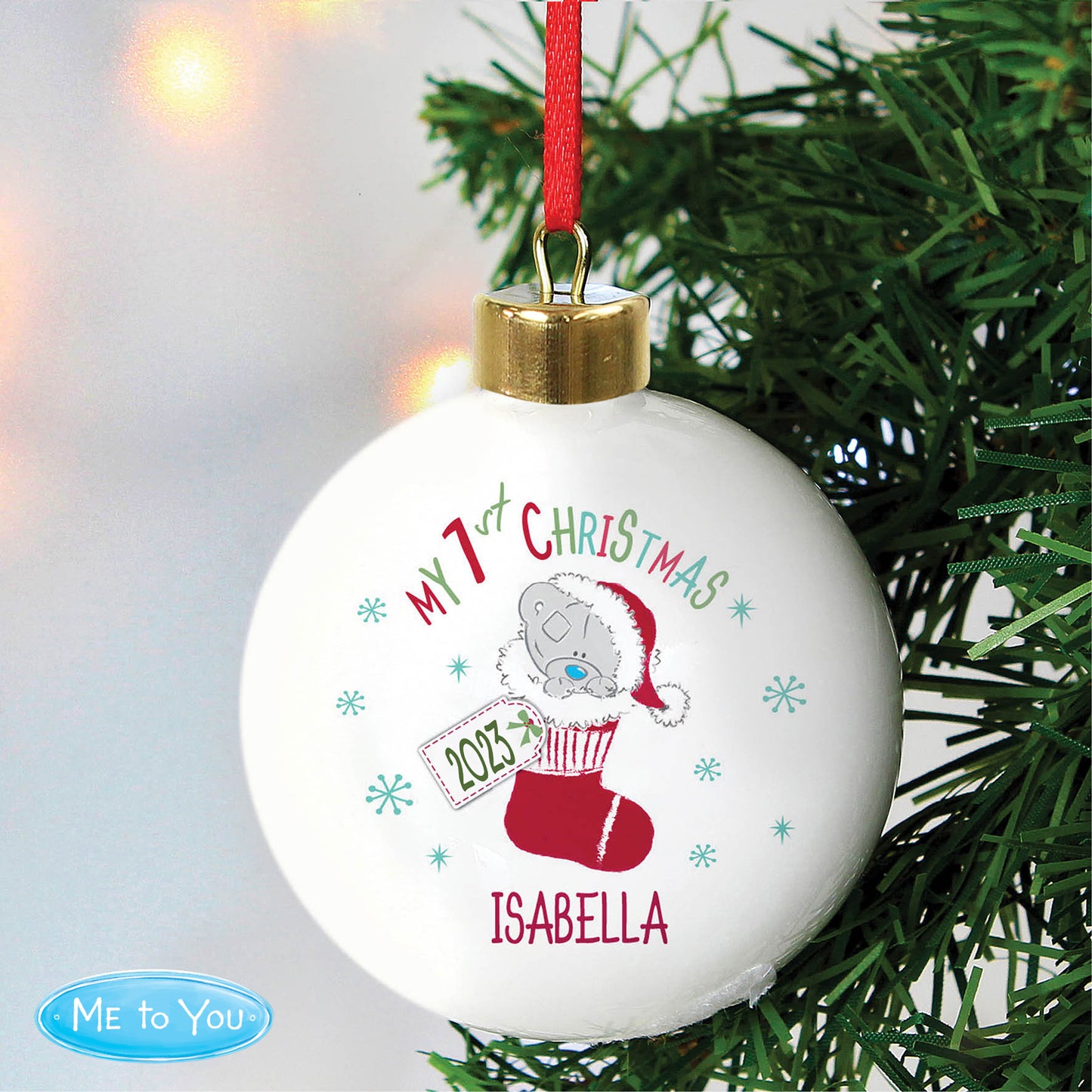 Personalised Tiny Tatty Teddy My 1st Christmas Stocking Bauble - image 3