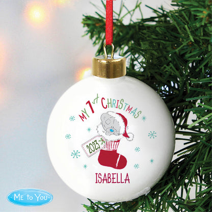 Personalised Tiny Tatty Teddy My 1st Christmas Stocking Bauble - image 3