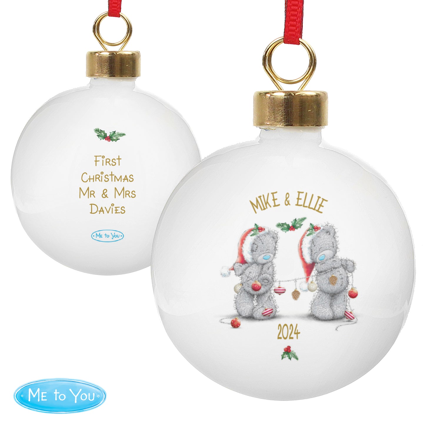 Personalised Me to You Christmas Couple's Bauble - image 4