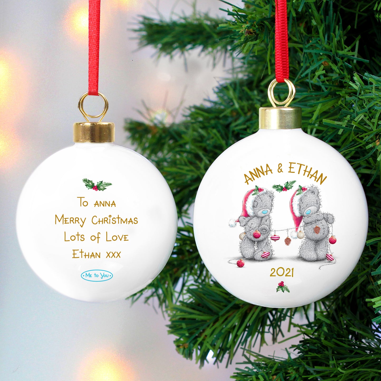 Personalised Me to You Christmas Couple's Bauble - image 5