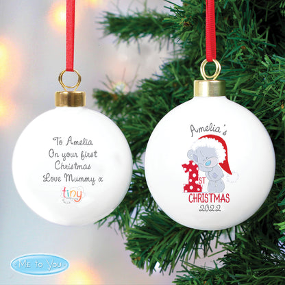 Personalised Tiny Tatty Teddy 'My 1st Christmas' Bauble from Heartfelt Gifts