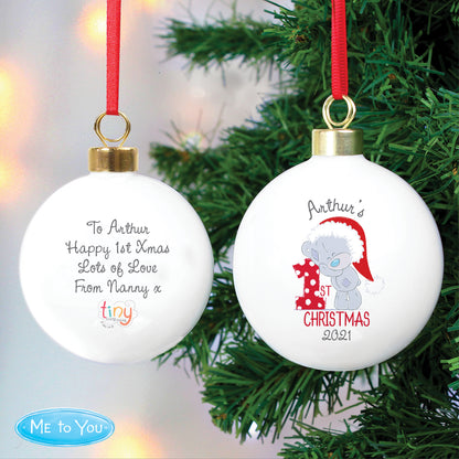Personalised Tiny Tatty Teddy 'My 1st Christmas' Bauble - image 3