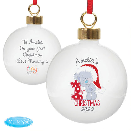 Personalised Tiny Tatty Teddy 'My 1st Christmas' Bauble - image 4