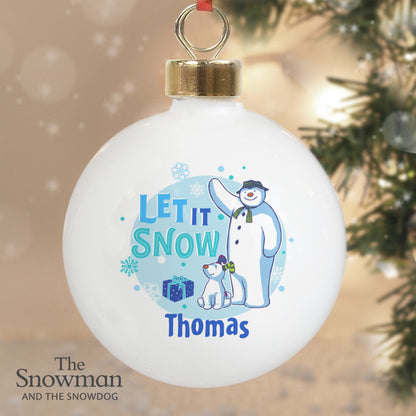 Personalised The Snowman and the Snowdog Blue Bauble from Heartfelt Gifts
