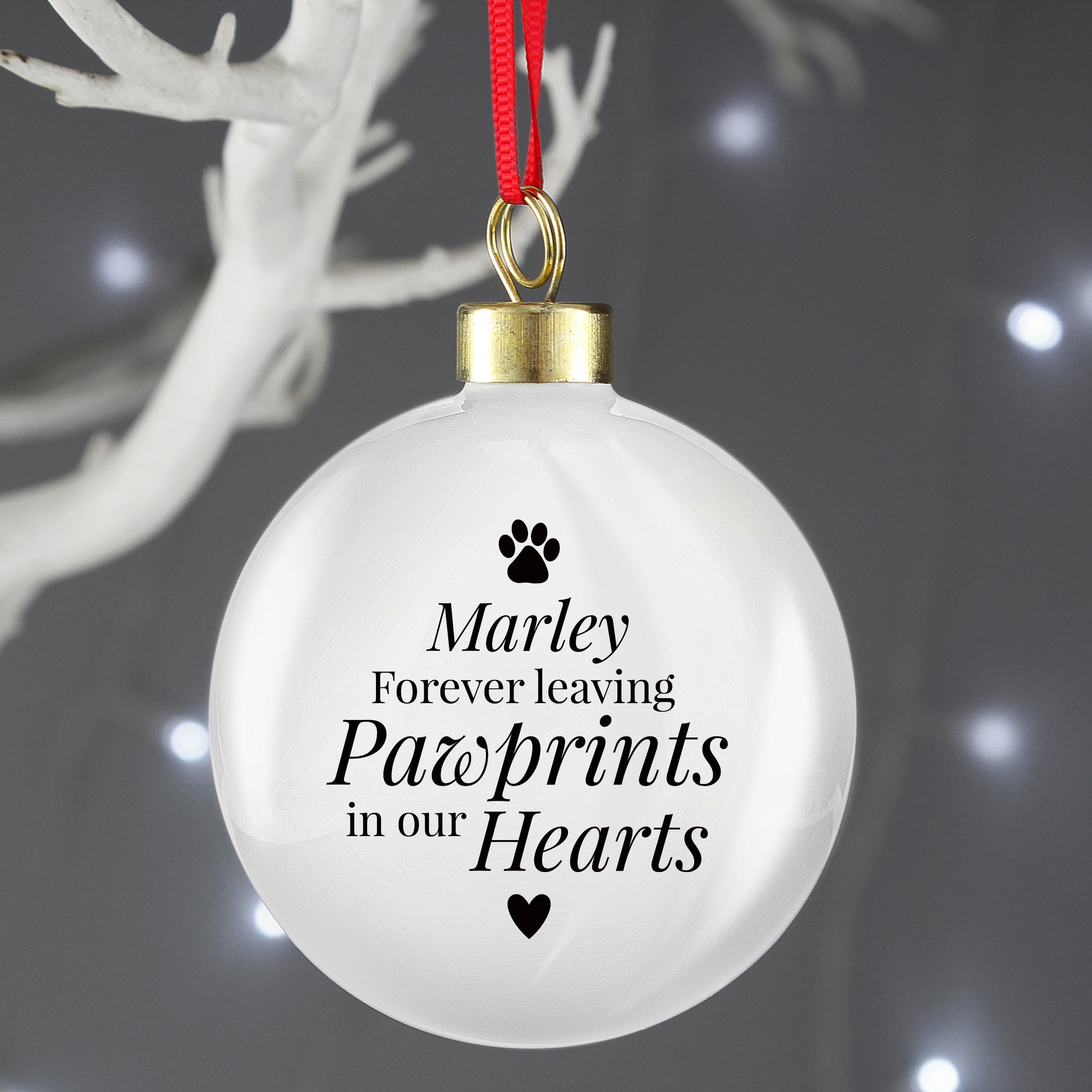 Personalised Pawprints Memorial Bauble from Heartfelt Gifts