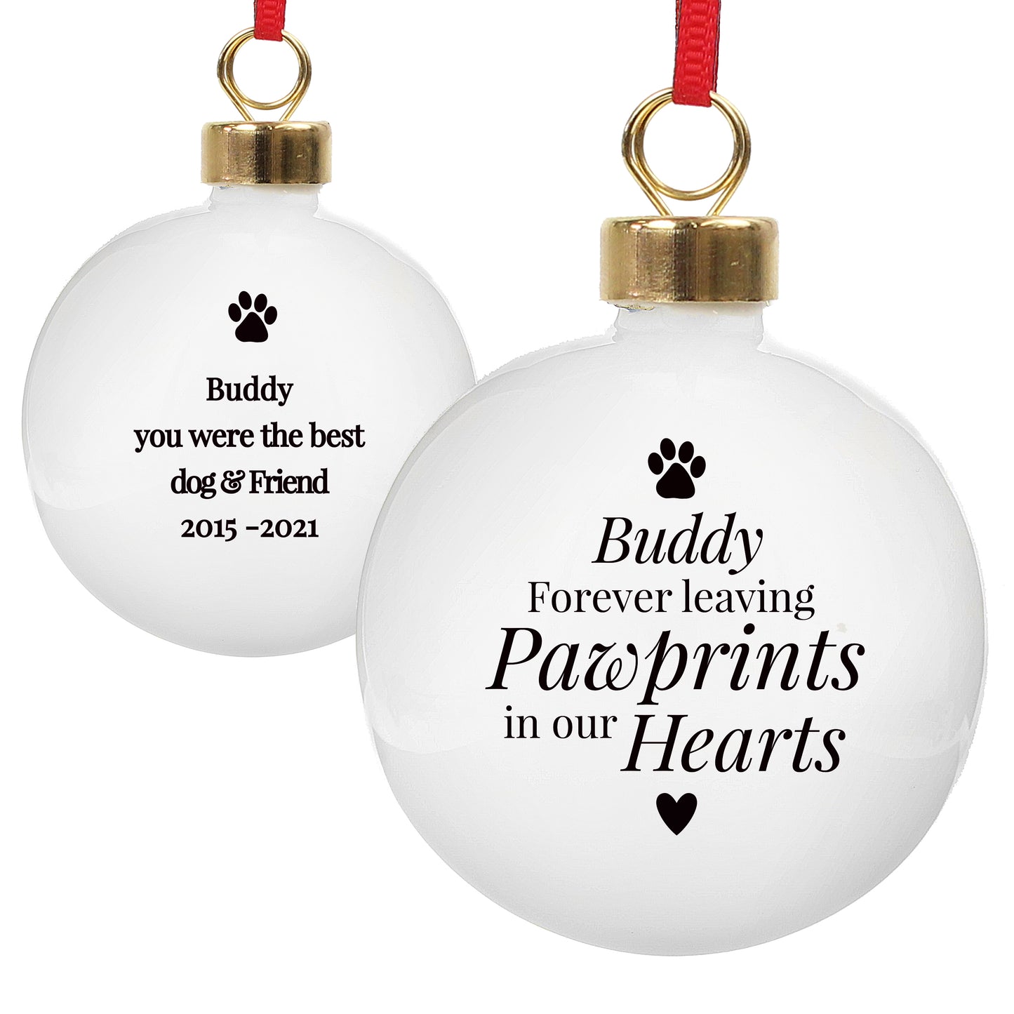 Personalised Pawprints Memorial Bauble - image 2