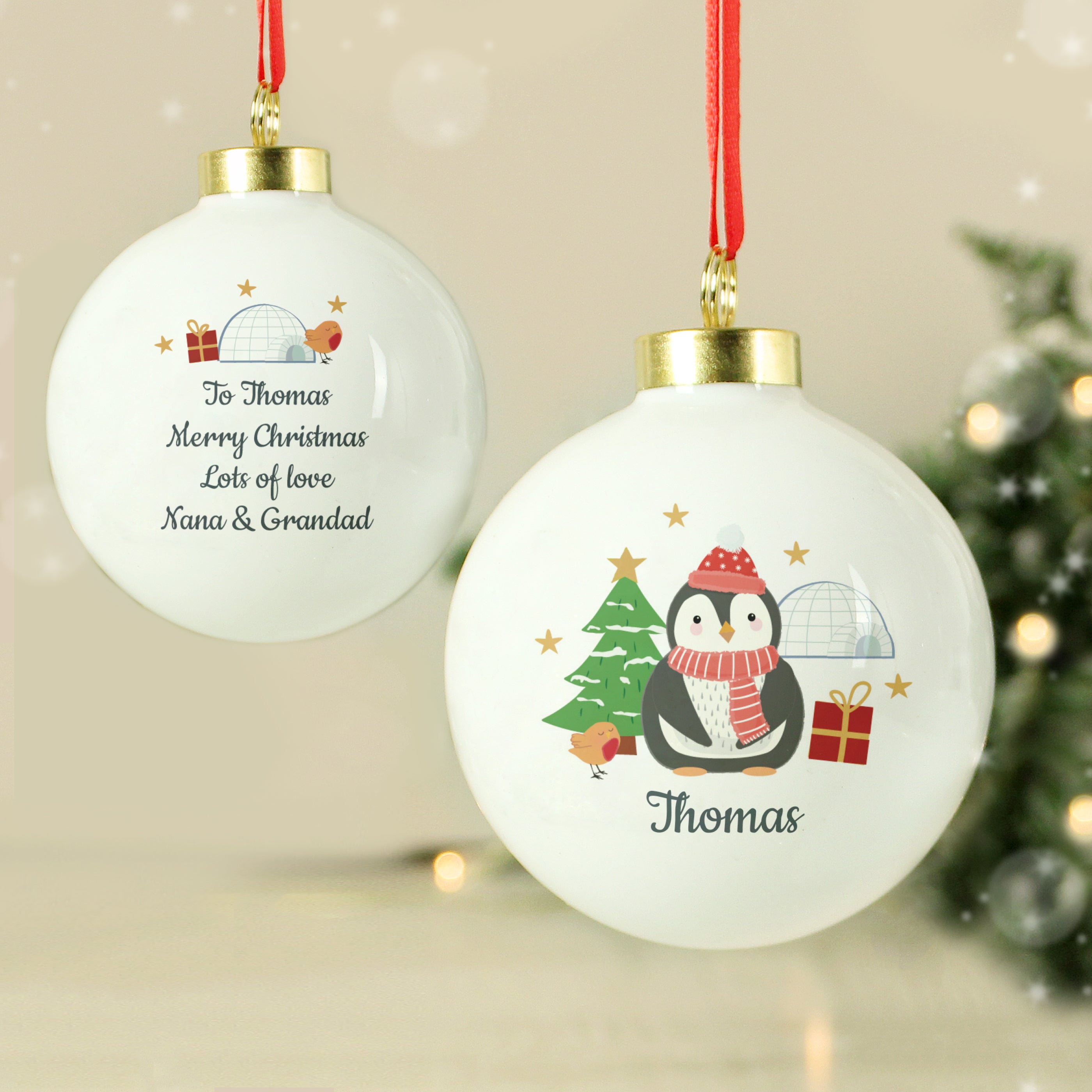 Personalised Christmas Penguin Bauble from Heartfelt Gifts
