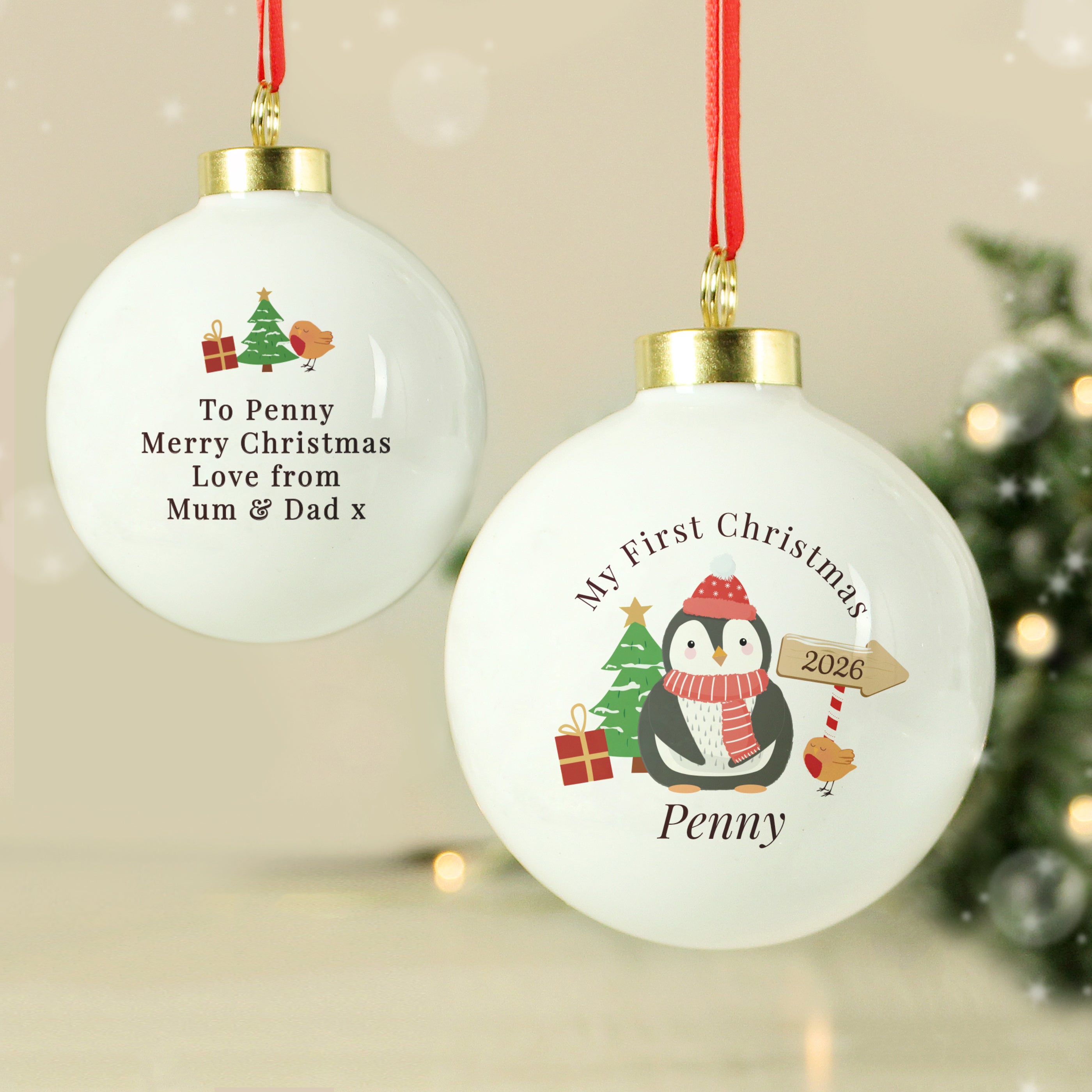 Personalised My 1st Christmas Penguin Bauble from Heartfelt Gifts