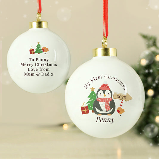 Personalised My 1st Christmas Penguin Bauble from Heartfelt Gifts