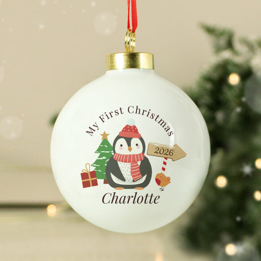 Personalised My 1st Christmas Penguin Bauble - image 2