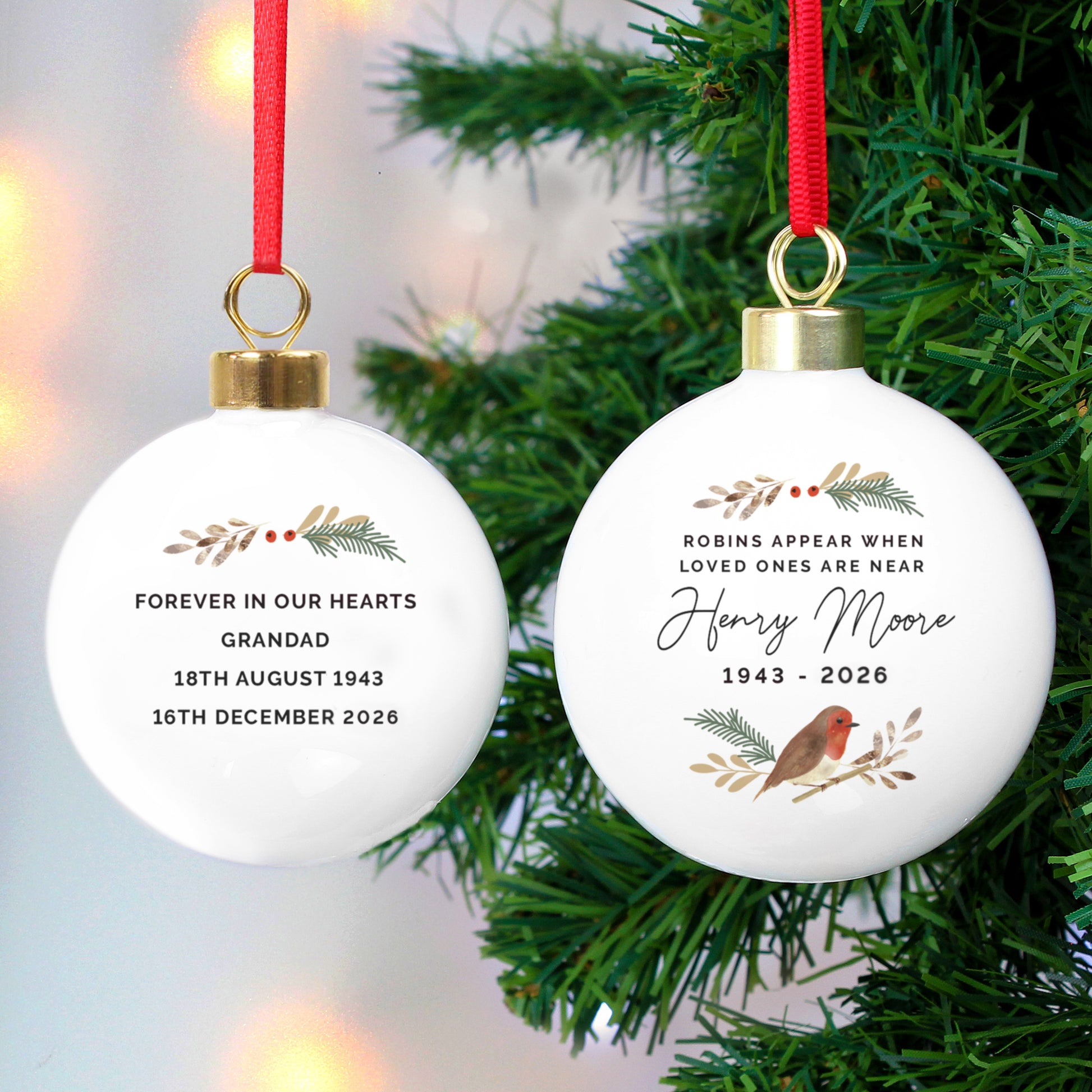 Personalised Robin Bauble from Heartfelt Gifts