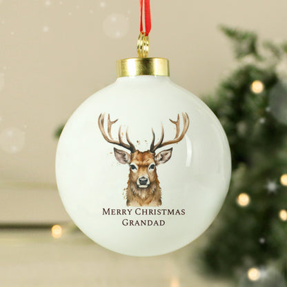 Personalised Watercolour Stag Bauble from Heartfelt Gifts