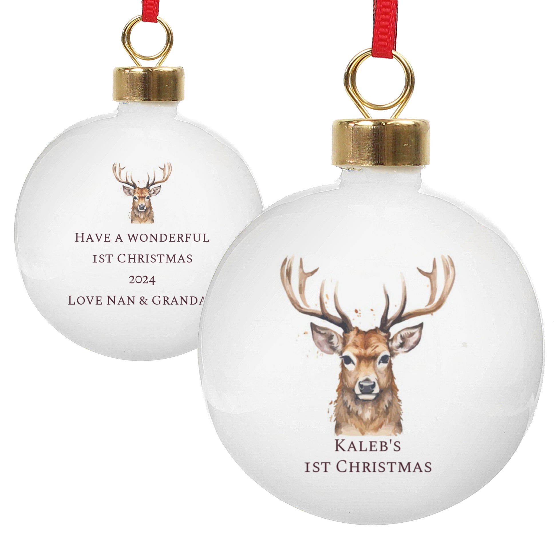 Personalised Watercolour Stag Bauble - image 5