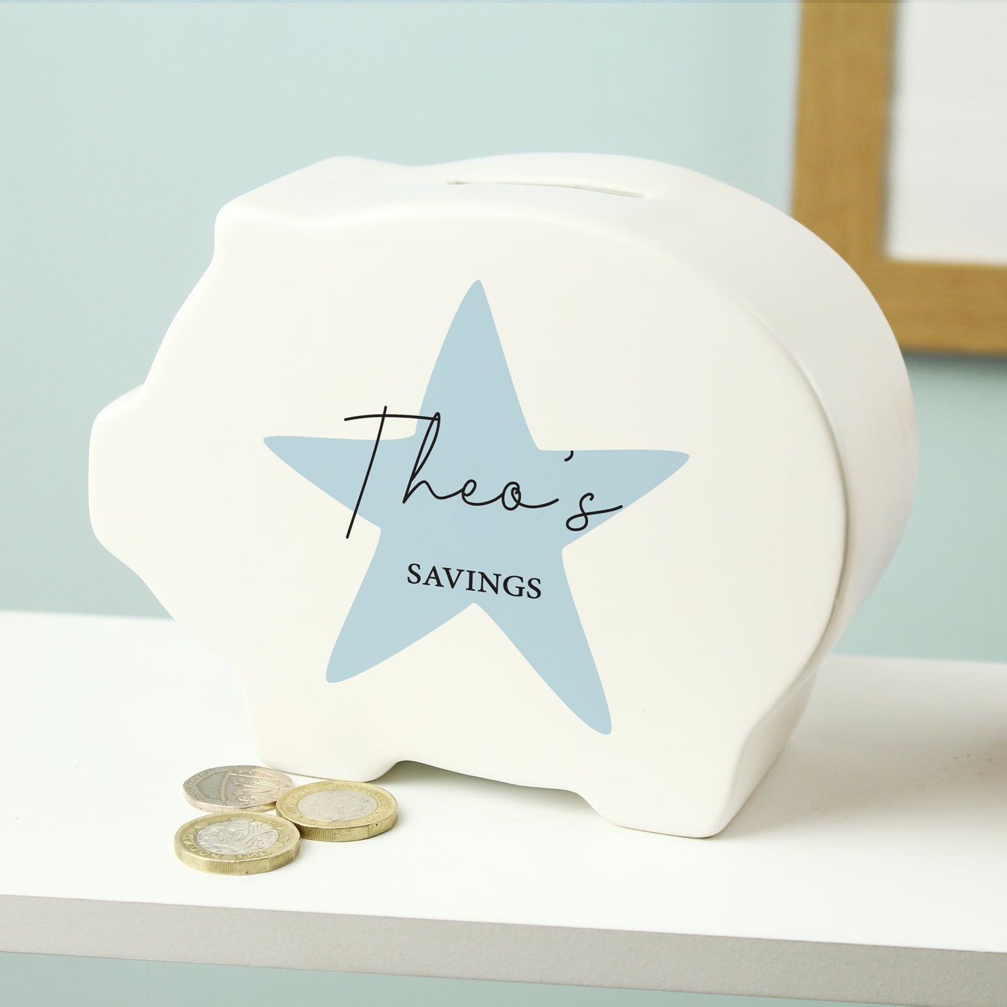 Personalised Blue Star Piggy Bank - image 2