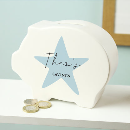 Personalised Blue Star Piggy Bank - image 2