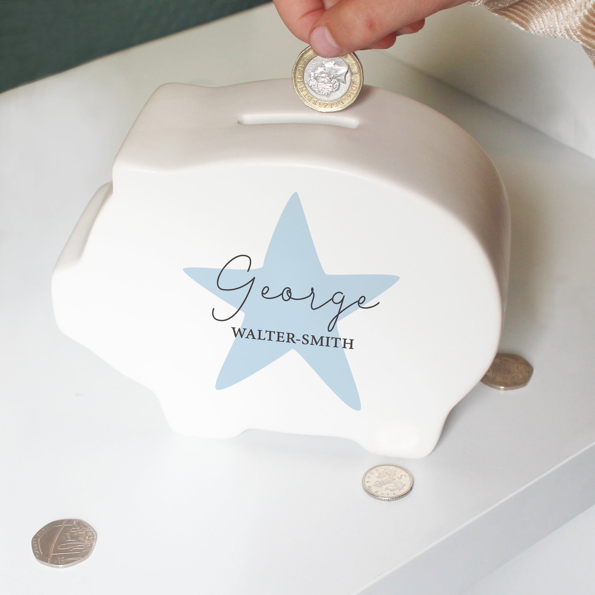 Personalised Blue Star Piggy Bank - image 3