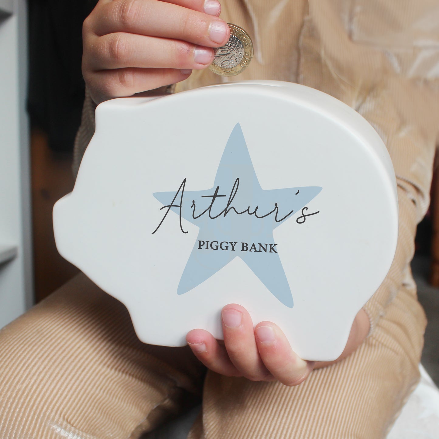 Personalised Blue Star Piggy Bank - image 4