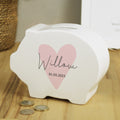 Personalised Pink Heart Piggy Bank from Heartfelt Gifts