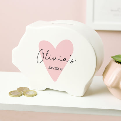 Personalised Pink Heart Piggy Bank - image 2