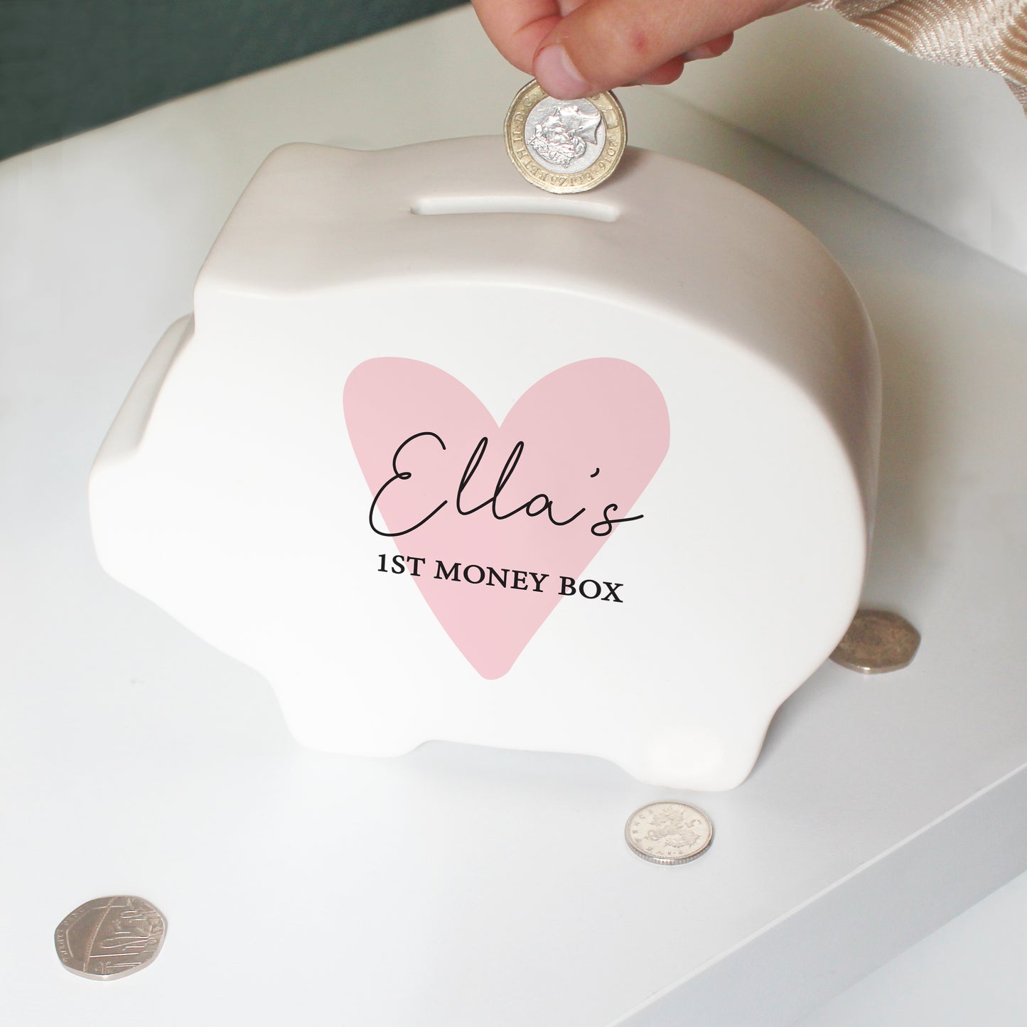 Personalised Pink Heart Piggy Bank - image 3