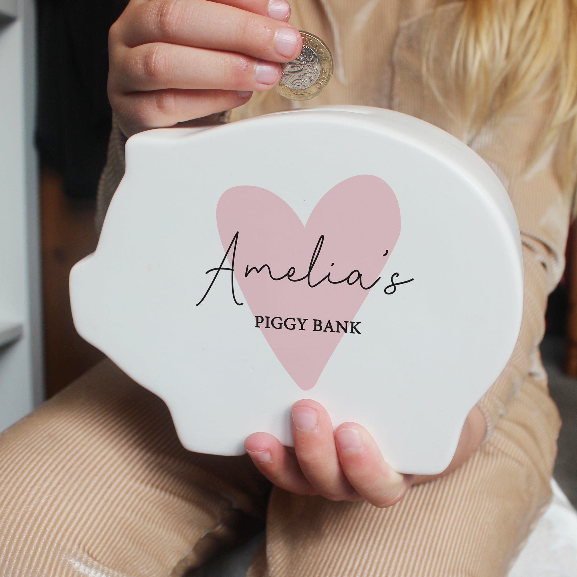 Personalised Pink Heart Piggy Bank - image 4