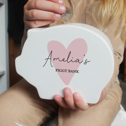 Personalised Pink Heart Piggy Bank - image 4