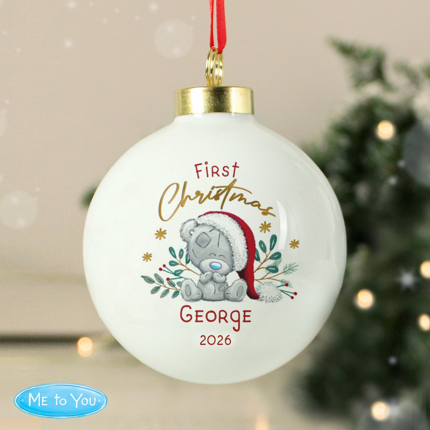 Personalised First Christmas Tiny Tatty Teddy Bauble - image 2